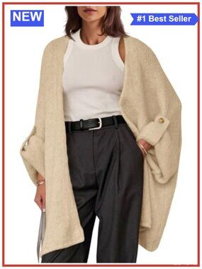 Oversized Chunky Knit Open Front Long Cardigan Sweater Coat